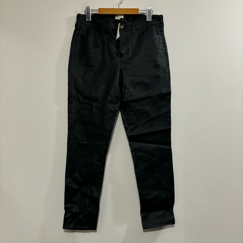 J. Crew black faux leather straight leg pants 29 nwt